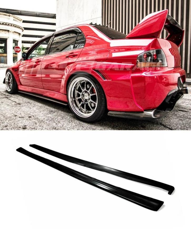 ABS Side Skirts A Style Zwart Mitsubishi Evolution, Auto-onderdelen, Sidebars, Nieuw, Ophalen of Verzenden
