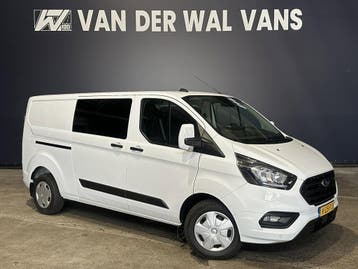 Ford Transit Custom 2.0 TDCI 131pk L2H1 Dubbele Cabine Euro6, Stof, Gebruikt, Wit, Dealer onderhouden