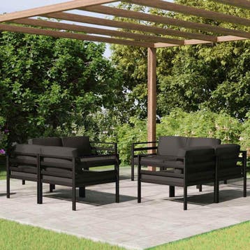 vidaXL 8-delige Loungeset met kussens aluminium, Tuin en Terras, Verzenden, Nieuw, Aluminium, Loungeset