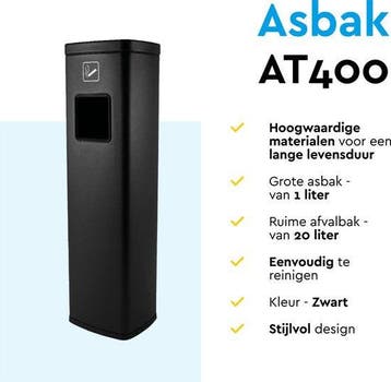 2dekans | BRASQ Staande Asbak Zwart - Buiten Asbak met 20, Ophalen of Verzenden, Gebruikt