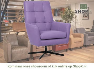Leren draaifauteuil Central - Toledo Lila (lichtpaars), Huis en Inrichting, Fauteuils, Nieuw, Ophalen of Verzenden, 75 tot 100 cm