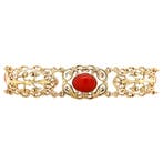Gouden vintage armband met bloedkoraal 14 krt, Ophalen of Verzenden, Nieuw