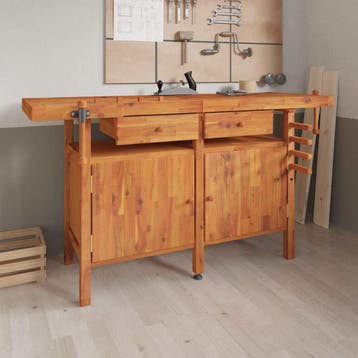 vidaXL Werkbank met lades en bankschroeven 162x62x83 cm, Doe-het-zelf en Verbouw, Werkbanken, Verzenden, Nieuw