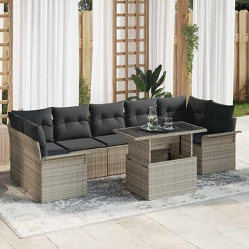 vidaXL Tuin Sofa Set 8 st Lichtgrijs poly rattan, Verzenden, Nieuw, Rotan, 8 zitplaatsen