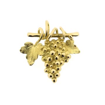 Gouden broche van een tros druiven., Ophalen of Verzenden, Gebruikt, Goud, Goud