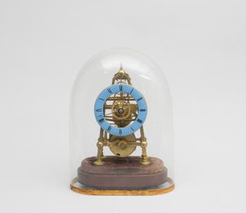 Een messing skeletpendule, Frankrijk, 2e helft 19e eeuw, Antiek en Kunst