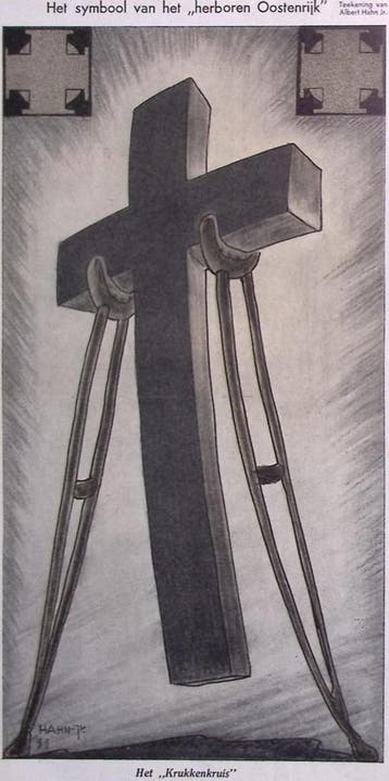 Het symbool van het ,,herboren Oostenrijk op spotprent, Antiek en Kunst, Verzenden