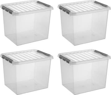 Sunware Q-line Opbergbox Transparant/Grijs 52 liter Set van, Ophalen of Verzenden, Nieuw