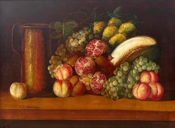 Spaanse school (XX) - Naturaleza Muerta con frutas y cobre