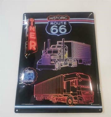 Route 66 trucks reclamebord, Verzamelen, Verzenden, Nieuw