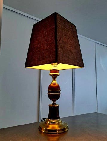 Tafellamp - Braziliaans palissander - Tafellamp van brons en, Antiek en Kunst