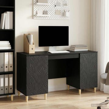 vidaXL Bureau Zwart 142,5 x 50 x 75 cm Bewerkt hout, Verzenden, Nieuw