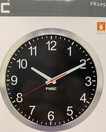 grote analoge wandklok aluminium Fysic, Ophalen of Verzenden, Nieuw