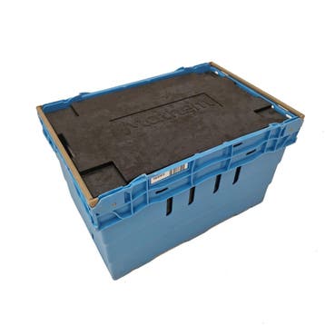 Nestbare Stapelbak, 600x400x360 mm, euronorm, blauw, Ophalen of Verzenden, Gebruikt