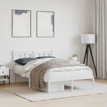 vidaXL Bedframe met hoofdbord metaal wit 120x200 cm, Verzenden, Wit, Nieuw, Twijfelaar