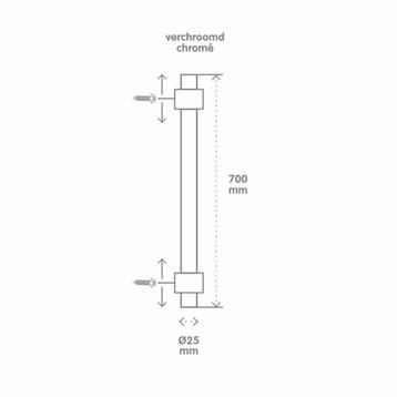 Glijstang VM Keros 70cm Exclusief Garnituur Chroom, Ophalen of Verzenden, Nieuw