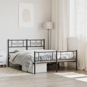 vidaXL Bedframe met hoofd- en voeteneinde metaal zwart, Verzenden, Zwart, Nieuw, Twijfelaar