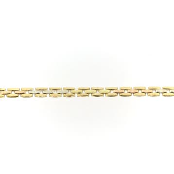 Tricolor gouden fantasieschakel ketting, Sieraden, Tassen en Uiterlijk, Kettingen, Ophalen of Verzenden, Gebruikt, Goud, Goud