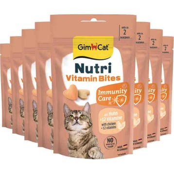 8x GimCat Kattensnack Nutri Vitamin Bites 40 gr, Verzenden, Hond