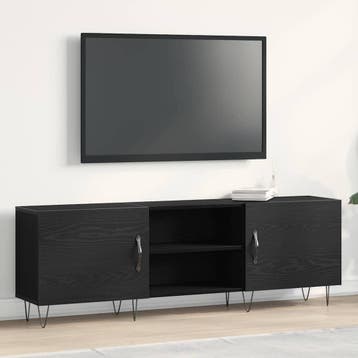 vidaXL Tv-meubelset 150 x 30 x 50 cm Zwart Eiken Bewerkt, Minder dan 50 cm, Verzenden, Nieuw, Minder dan 100 cm