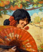 Ernest Azema (1871-1917) - Andalouse à léventail et à la