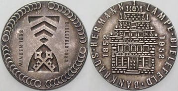 Zilver medaille (935) 1952 Bielefelder medaille 100-jaehr..., Verzenden