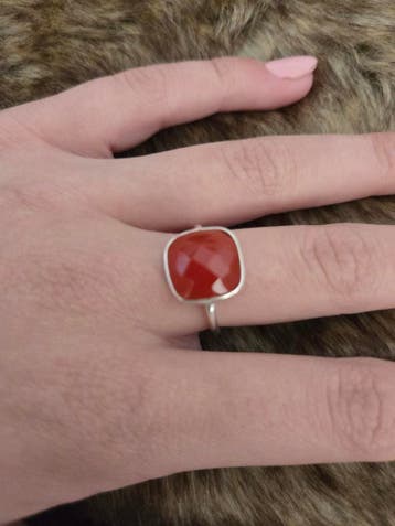 Ring zilver met Carnelian, Nieuw, Oranje, Ophalen of Verzenden, Met edelsteen