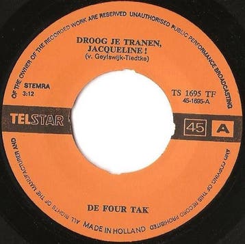 Single - De Four Tak - Droog Je Tranen, Jacqueline (geen hoe, Verzenden, Nieuw in verpakking