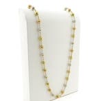 Tricolor gouden bolletjesketting; 72 cm, Ophalen of Verzenden, Gebruikt, Overige kleuren, Goud