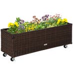 Verhoogde Plantenbak Poly Rattan Op Wielen 94,5 X 31 X 36 Cm, Tuin en Terras, Planten | Bomen, Verzenden