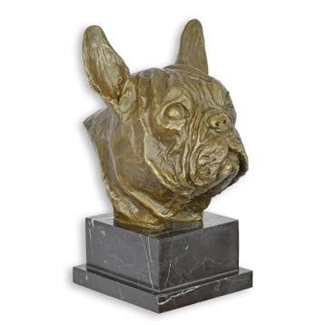 A BRONZE BUST OF A FRENCH BULLDOG (Beeldjes - Decoratie), Verzenden, Nieuw