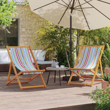 vidaXL Opklapbare stoelen, 2 stuks, meerkleurige stof, Tuin en Terras, Tuinstoelen, Verzenden, Nieuw