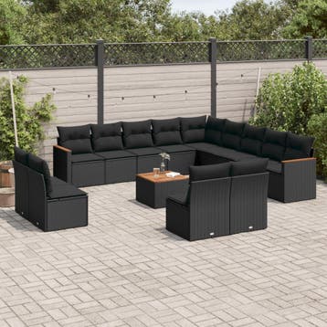 vidaXL Patio Sofa Set Black, Verzenden, Nieuw