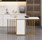 Opvouwbare Uitschuiftafel – Wit met Lade en Opbergruimte, Huis en Inrichting, Tafels | Eettafels, Verzenden, Nieuw