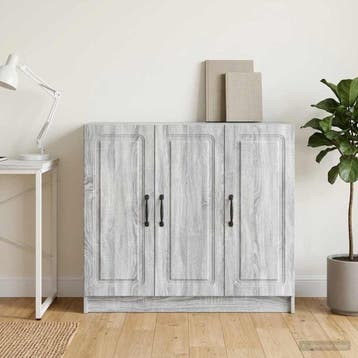 vidaXL Dressoir Grijs sonoma 89 x 34,5 x 77 cm Bewerkt hout, Verzenden, Nieuw, Overige houtsoorten, Minder dan 50 cm