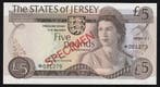 5 Pound ohne Jahr Jersey 5 Pfund Exemplar, Postzegels en Munten, Bankbiljetten | Europa | Niet-Eurobiljetten, Verzenden