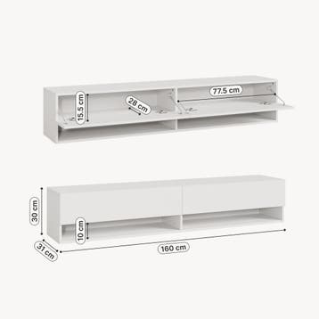 TV meubel Halmstad zwevend tv lowboard 160x31x30 cm wit [en., Verzenden, Nieuw