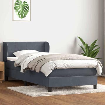 vidaXL Boxspring met matras fluweel donkergrijs 80x220 cm, Eenpersoons, Verzenden, Nieuw, Stof