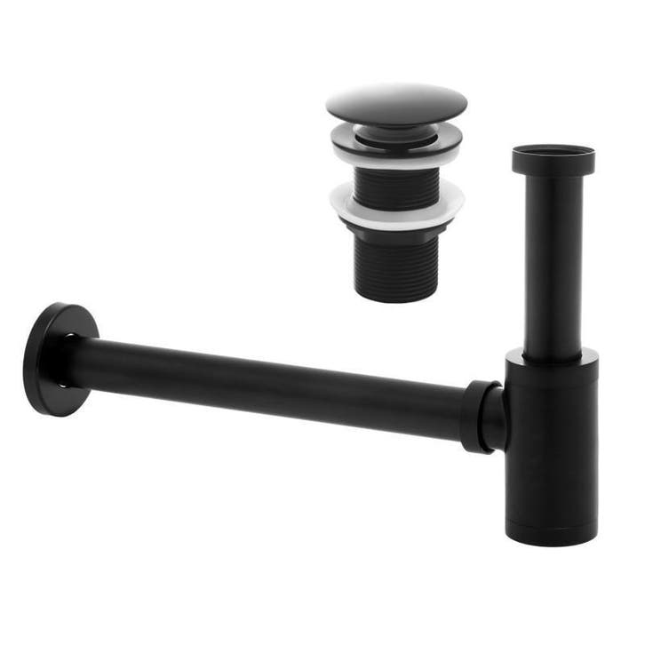 Mat Zwart Messing Sifon | Klik-Klak Afvoer | OP=OP, Doe-het-zelf en Verbouw, Sanitair, Nieuw, Koper, Wastafel, Ophalen of Verzenden