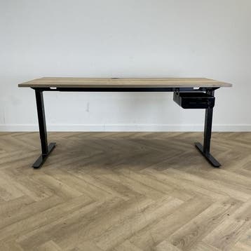 verstelbaar bureau met persoonlijke lade 180x80 cm, natuur, Ophalen of Verzenden, In hoogte verstelbaar, Gebruikt