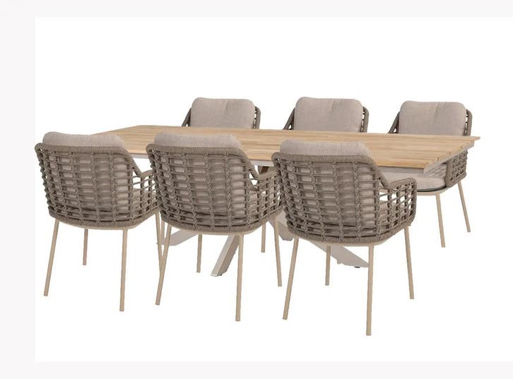 Taste by 4 Seasons Puglia tuinset latte met Minerva tafel, Tuin en Terras, Tuinsets en Loungesets, Ophalen of Verzenden