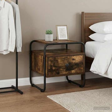 vidaXL Nachtkastje Gerookt eiken Bewerkt hout, Minder dan 45 cm, Verzenden, Nieuw, Minder dan 55 cm