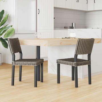 vidaXL Eetkamerstoel GENDT 2 st Kubu Rattan Zwart gewassen, Verzenden, Nieuw, Zwart