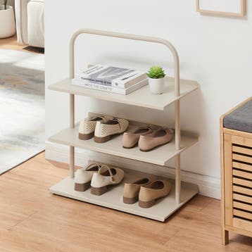 Schoenenrek Poytya met 3 planken champagne 73x60x32 cm [en.c, Huis en Inrichting, Verzenden, Nieuw
