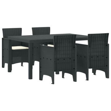 vidaXL Tuin Eetset 5 st Antraciet Polt riet, Verzenden, Nieuw, 5 zitplaatsen