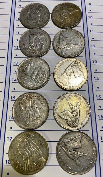 Italië, Republiek 500 Lire argento (10 monete) (Zonder