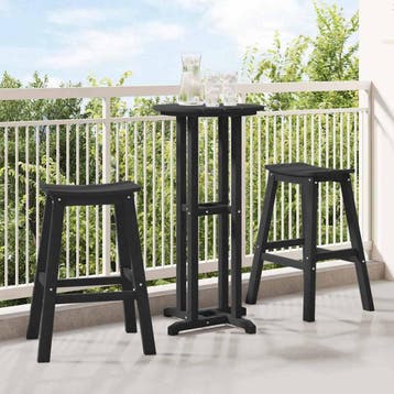 vidaXL Barkruk 2 st Zwart 52 x 43 x 73,5 cm HDPE, Verzenden, Nieuw, 2 zitplaatsen