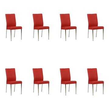 Set van 8 Leren eetkamerstoelen Comfort - Toledo Ducati, Huis en Inrichting, Stoelen, Ophalen of Verzenden, Nieuw, Leer