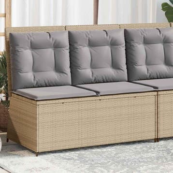 vidaXL Tuinbankje verstelbaar met kussens poly rattan beige, Verzenden, Nieuw