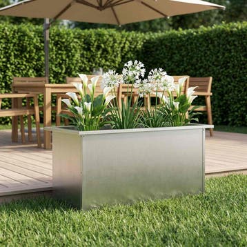 vidaXL Plantenbak met led zilver 40 x 80 x 40 cm Roestvrij, Verzenden, Nieuw, Metaal, 60 tot 100 cm